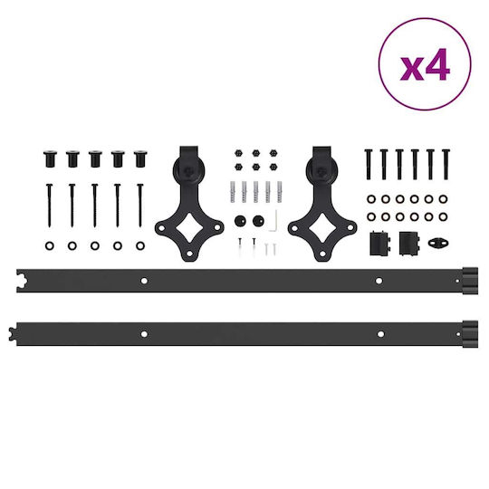 vidaXL Sliding Door Mechanism for Middle Door 305cm Black