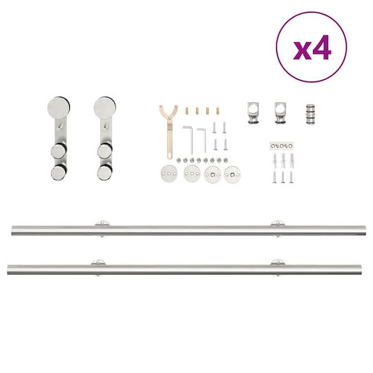 vidaXL Μηχανισμός Συρόμενης Μεσόπορτας 366cm Ασημί