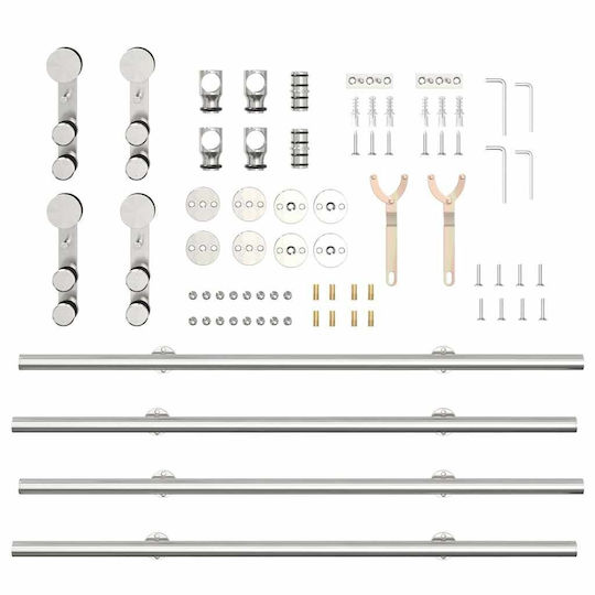 vidaXL Sliding Door Mechanism for Middle Door 183cm Silver