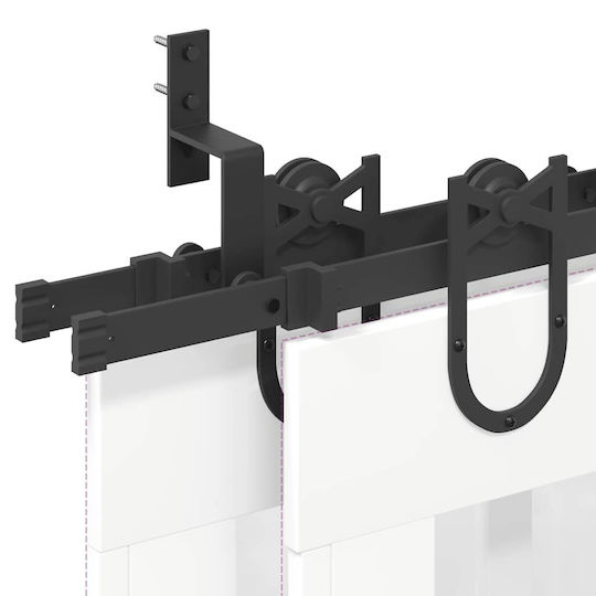 vidaXL Sliding Door Mechanism for Middle Door 183cm Black