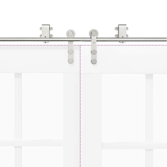 vidaXL Sliding Door Mechanism for Middle Door 183cm Silver