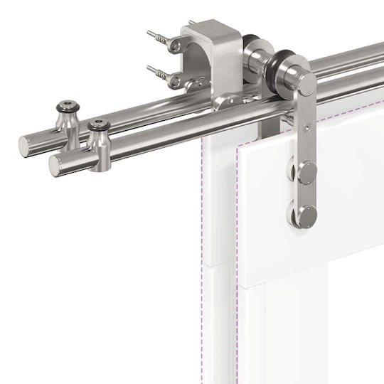 vidaXL Sliding Door Mechanism for Middle Door 183cm Silver