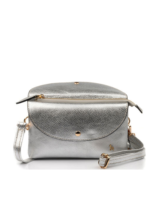 Leder Damen Handtasche Schulter Silber