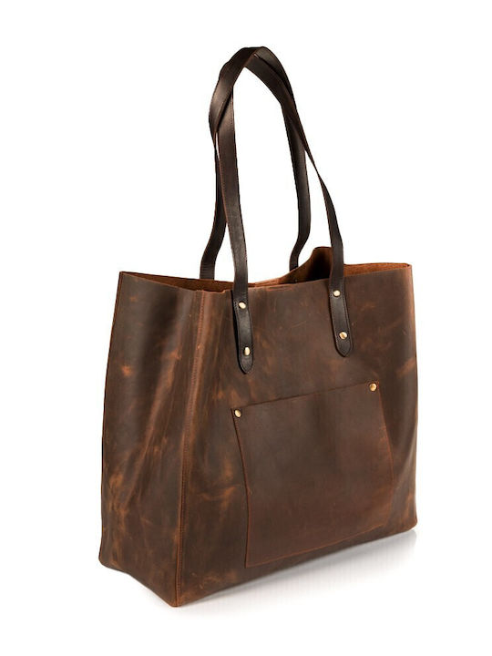 Leder Damen Shopper Tasche Braun