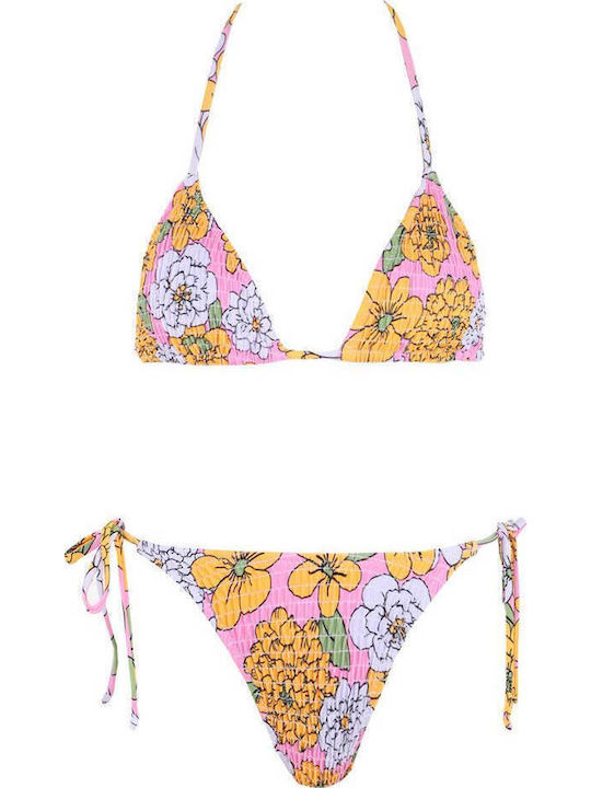 Set Bikini Dreieck Floral Gofré