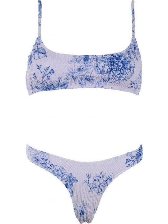 Gigi Bikini Set Sports Bra & Brazil Floral White