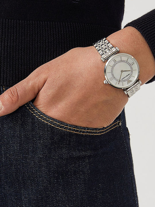 Emporio Armani Gianni Ρολόι Μπαταρίας με Μεταλλικό Μπρασελέ Emporio Armani Gianni Ρολόι Μπαταρίας με Μεταλλικό Μπρασελέ