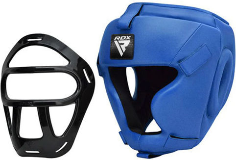 RDX Adult Full Face Boxing Headgear Leather Blue