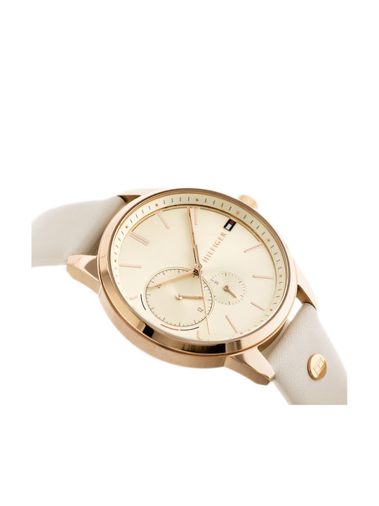 Tommy Hilfiger Brooke Women's Watch with Beige Leather Strap