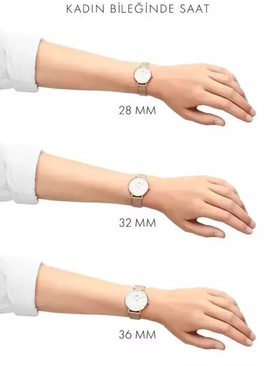 Daniel Wellington Classic Petite Sterling Women's Watch with Silver Metal Bracelet