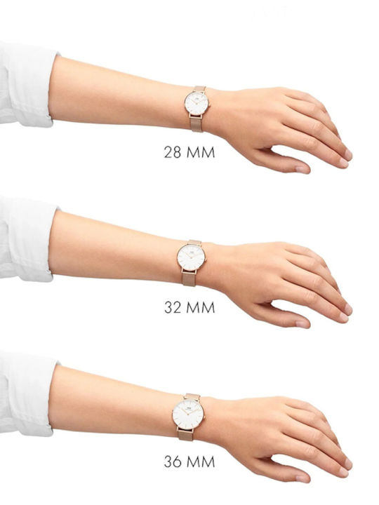 Daniel Wellington Classic Petite Дамски Часовник 32mm Кварцов с Розова Златна Метална Верижка