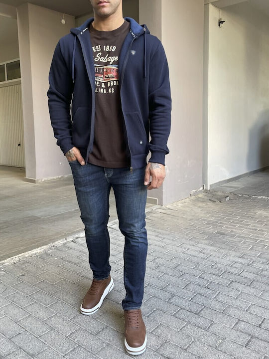 Ζακέτα με Κουκούλα Μπλε