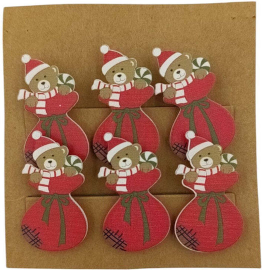 Weihnachtliche Bärenklammern Beutelset, 6er-Set