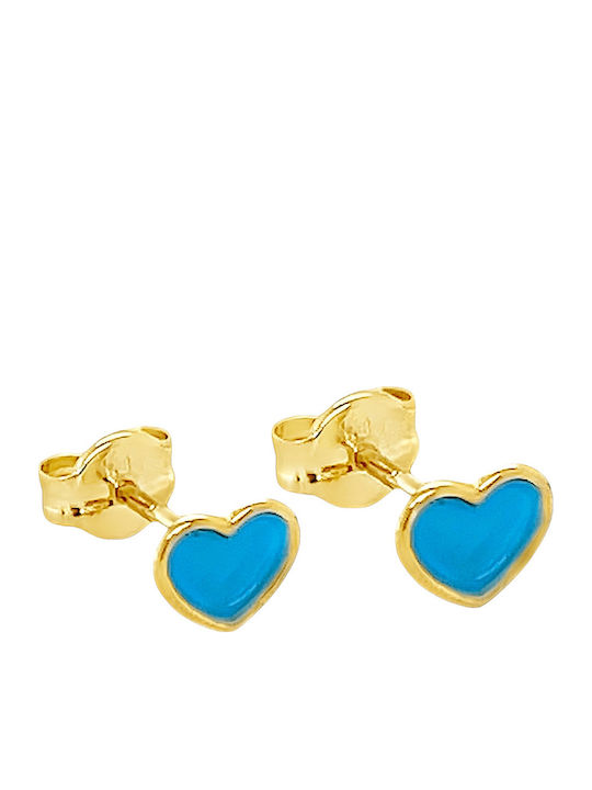 Xryseio Cercei pentru copii Studs Inima din Aur 14K
