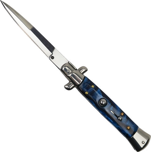 Set Două Cuțite Automate Lamă Stiletto 23 Cm Albastru Maro