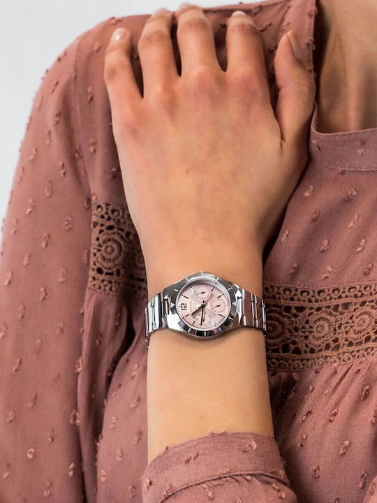 Casio Women's Watch Chronograph with Silver Metal Bracelet