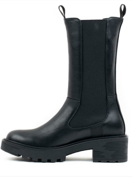 Beatles Nobesto Leather Women's Chelsea Boots with Medium Heel Black