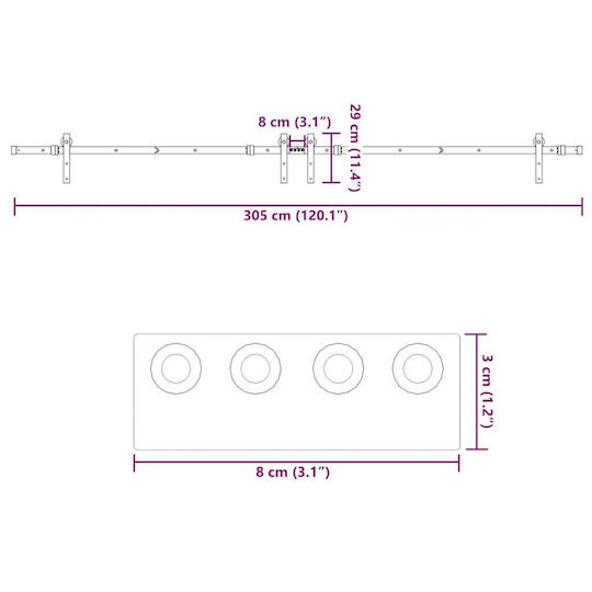 vidaXL Μηχανισμός Συρόμενης Μεσόπορτας 427cm Μαύρος