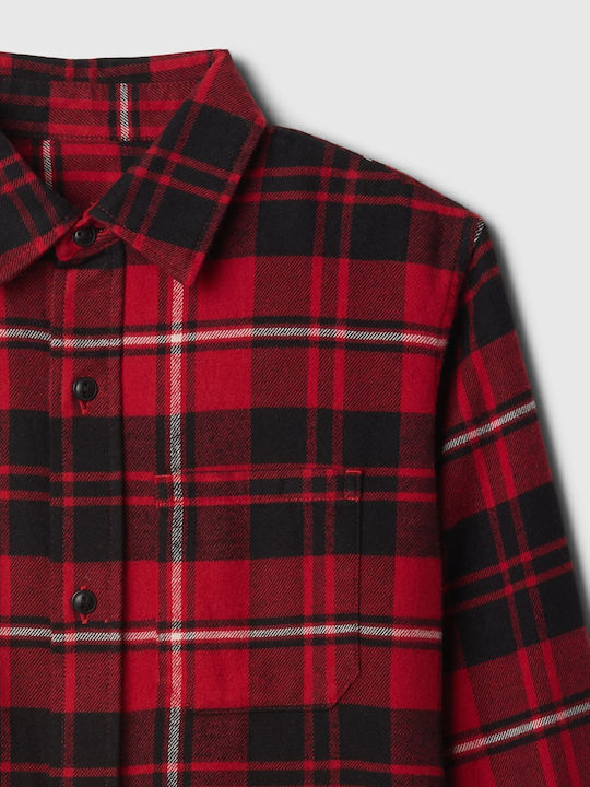 Kids Checked Shirt Long Sleeve Red Flannel