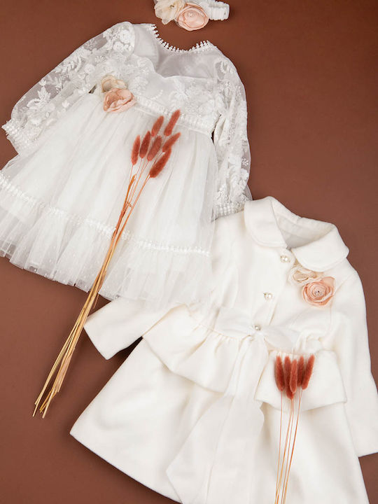 Bambolino Areti Ecru Baptism Dress Made of Lace