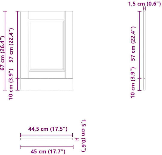Porto High Gloss Dishwasher Panel 45x1.5x67cm White