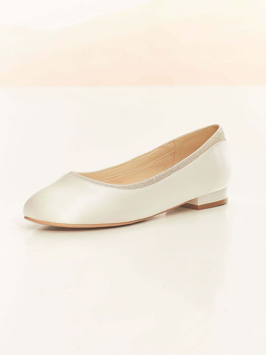 Bianco Evento Satin Ballerinas Beige