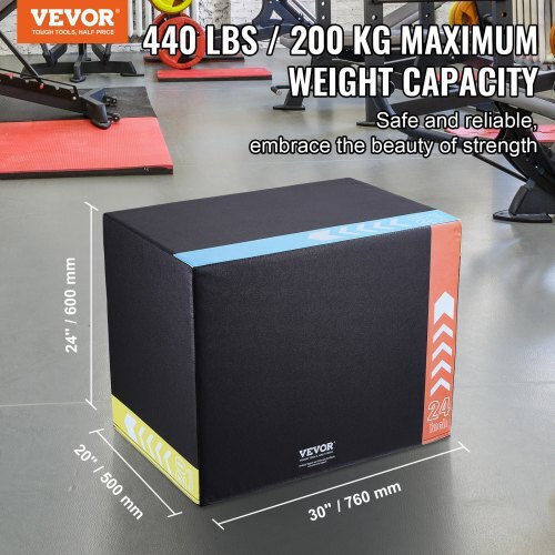 Vevor Multifunctional Jump Box 3 in 1 30 24 20 Inches Black Shytx302420yom4u9v0