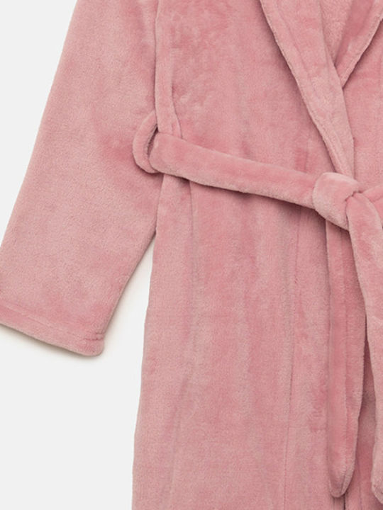 Minerva Χειμερινή Γυναικεία Fleece Ρόμπα Ροζ