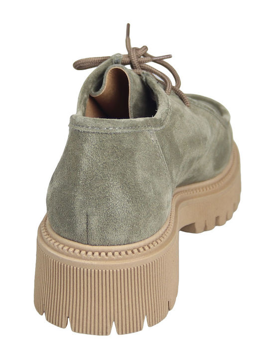 Suede Γυναικεία Oxfords σε Πράσινο Χρώμα