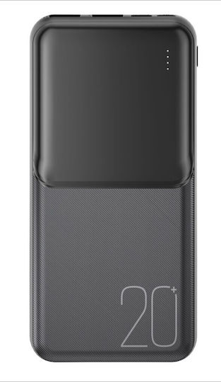 XO PR252 Power Bank 20000mAh με 2 Θύρες USB-A και Θύρα USB-C Μαύρο