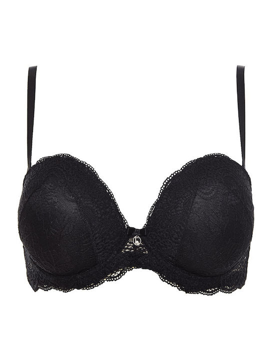 Lormar Push Up Strapless Bra Black