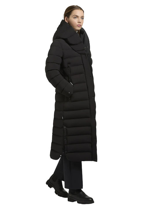 Women's Long Puffer Jacket for Winter Black