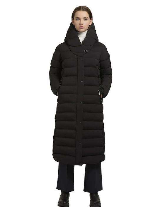 Women's Long Puffer Jacket for Winter Black