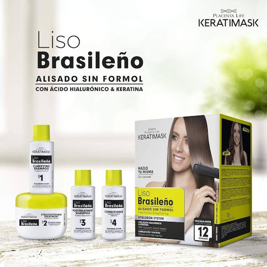 Be Natural Σετ Θεραπείας Κερατίνης για Ίσιωμα για Φριζαρισμένα Μαλλιά με Σαμπουάν, Μάσκα & Conditioner 6τμχ