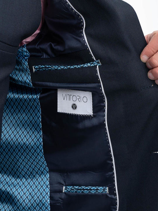 Men's Suit with Vest Slim Fit Dark Blue