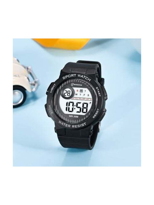 Kids Digital Watch with Rubber/Plastic Strap Black