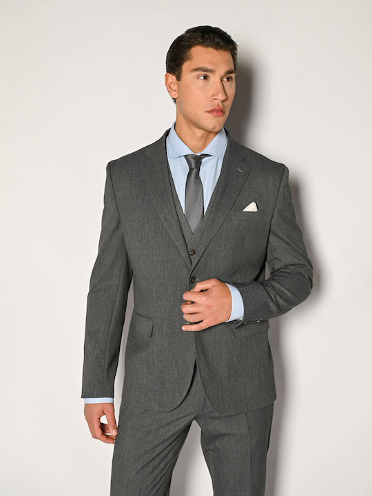 Sogo Men's Suit with Vest Regular Fit Anthracite