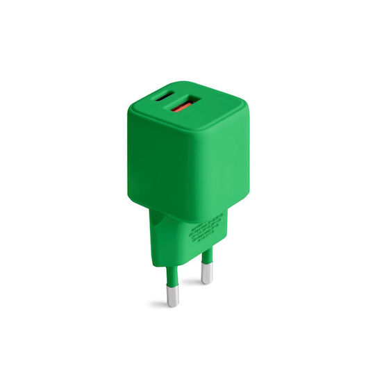 Colorum Φορτιστής με Ενσωματωμένο Καλώδιο 30W Power Delivery Πράσινος (GSM178773)