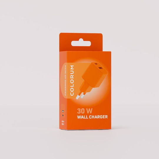 Colorum Ladegerät mit integriertem Kabel 30W Stromlieferung Orange (GSM178776)