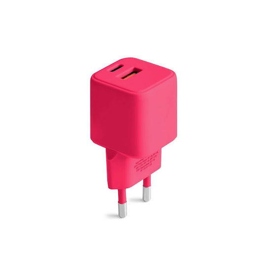 Colorum Φορτιστής με Ενσωματωμένο Καλώδιο 30W Power Delivery Ροζ (GSM178772)