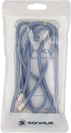Sonique Armor Clear Silicone Case with Cord for Xiaomi 14t Pro Blue Gray