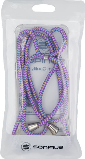 Sonique Armor Clear Silicone Case with Cord for Xiaomi 14t Rainbow Purple