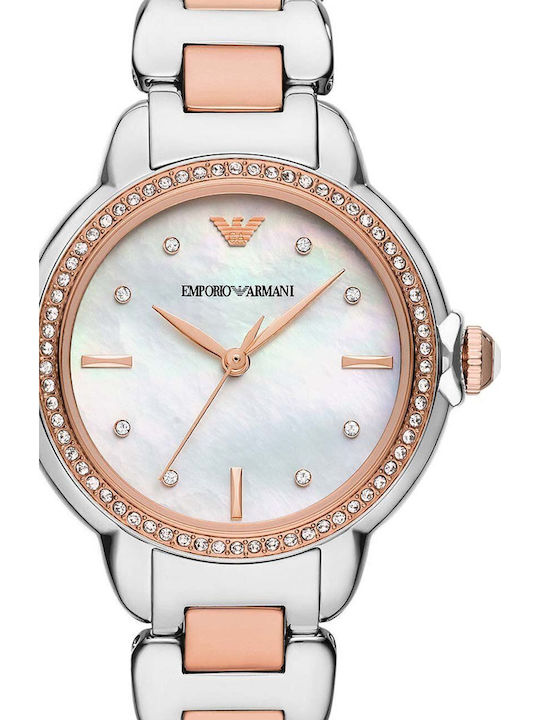 Emporio Armani Γυναικείο Ρολόι 32mm Μπαταρίας με Ασημί Μεταλλικό Μπρασελέ