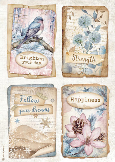 Set aus 6 Decoupage-Reispapieren Stamperia 21x29cm A4 Create Happiness Dewdrops