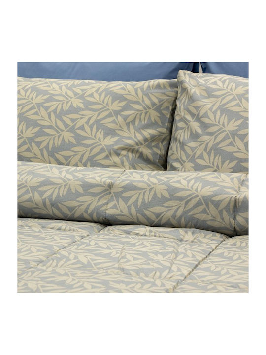 Lino Home Duvet Cover Set Cotton Queen with 2 Pillowcases 220x240 Leafy Beige