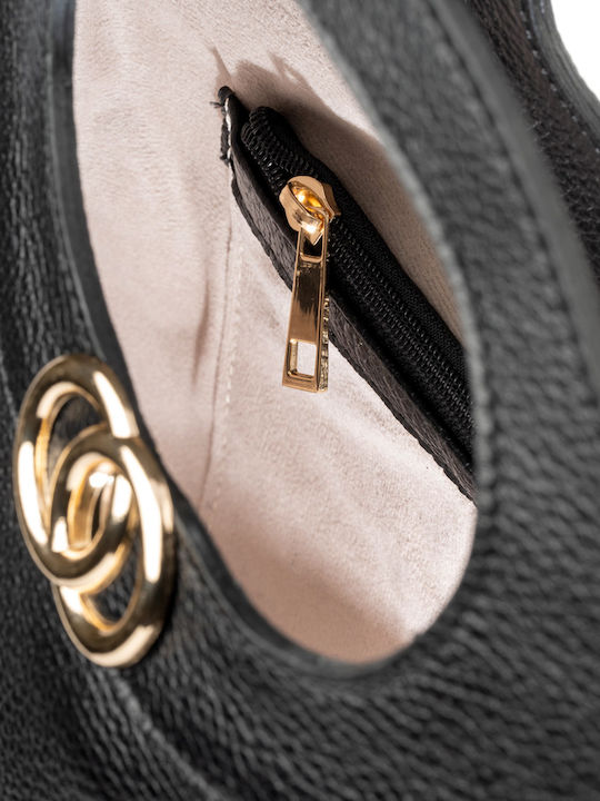 Leder Damentasche Schultertasche Schwarz