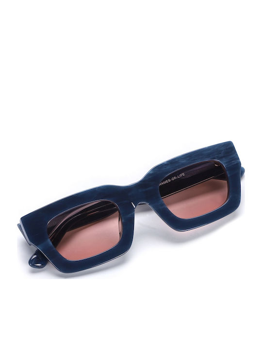 JohNocera Unisex Sunglasses with Blue Plastic Frame and Pink Polarized Lens ARMO-C2