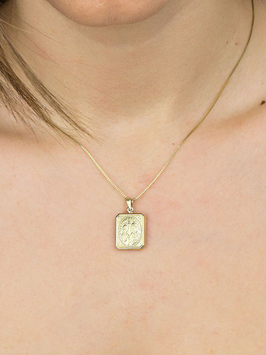 Kiriakos Gofas Pendant Kids Talisman Double Sided Konstantinato made of Gold 9K KN546