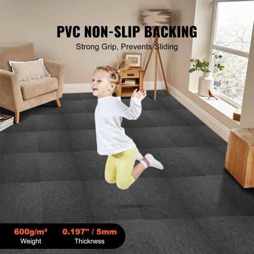 Vevor Set Plastic Floor with 20 Tiles 5mm L50.8pcsxW50.8pcs Gray