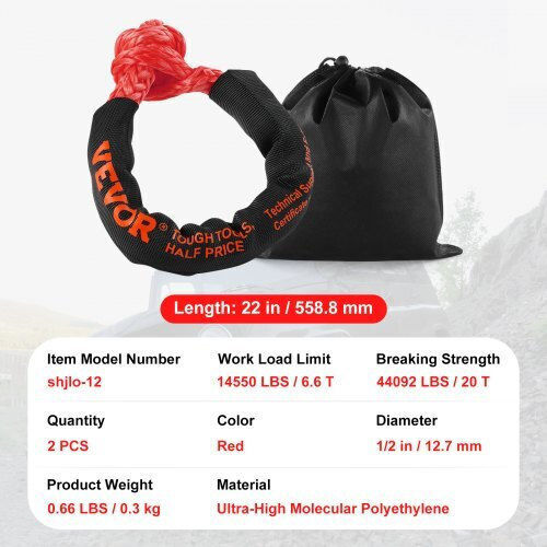 Vevor Car Towing Equipment Tow Rope In Black Color